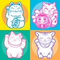 Lucky Cat Maneki Neko Vector Japan illustration Royalty Free Stock Photo