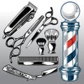 Barber Shop Accessories Hair Salon Hair Stylist Vintage Luxury Pomade Vector