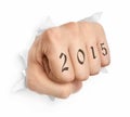 Hand with 2015 tattoo Royalty Free Stock Photo