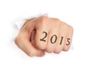 Hand with 2015 tattoo Royalty Free Stock Photo