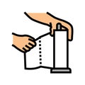 hand tearing paper towel color icon vector illustration Royalty Free Stock Photo