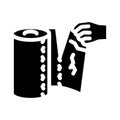 hand tearing paper towel glyph icon vector illustration Royalty Free Stock Photo