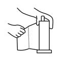 hand tearing paper towel line icon vector illustration Royalty Free Stock Photo