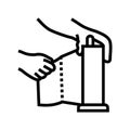 hand tearing paper towel line icon vector illustration Royalty Free Stock Photo