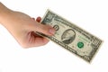 Hand with ten dollars Royalty Free Stock Photo