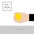 Hand therapy by a yellow rubber ball for heal and restore hand muscle tendon vectors