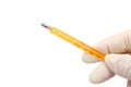 Hand with thermometer (clipping path) Royalty Free Stock Photo