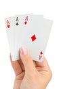 Hand with three aces Royalty Free Stock Photo