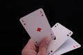 Hand with three aces Royalty Free Stock Photo