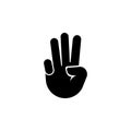 Hand with Three Fingers Up, Gesture Flat Vector Icon