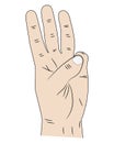 Hand with three fingers up