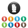Hand three icons set color vector