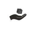 Hand throw dice icon. Vector illustration. Isolated.