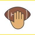 Hand throwing american football ball color icon Royalty Free Stock Photo