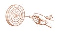 Hand Throwing Dart at Target Dynamic Action, vector design Generative AI Royalty Free Stock Photo