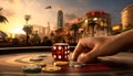 hand throws dice. casino concept