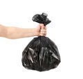 Hand throws a garbage bag