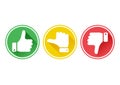 Hand with the thumb in green, yellow and red buttons. Vector