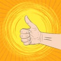 Hand with the thumb up. Vector illustration.