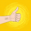 Hand with the thumb up. Vector illustration.