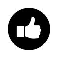 Hand thumb up icon on black circle Yes symbol Royalty Free Stock Photo