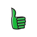 Hand with thumb up icon, flat style Royalty Free Stock Photo