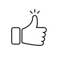 Hand Thumb Up Line Icon. Gesture Finger Up Symbol Outline Pictogram. Like, Good, Okay, Cool, Nice Button Icon. Social