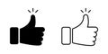 Hand Thumb Up Line and Silhouette Icon. Gesture Finger Up Symbol Pictogram. Like, Good, Okay, Cool, Nice White and Black