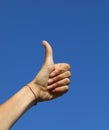 hand with thumb up meaning perfect or success