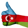 Hand with thumb up painted in colors of Azerbaijan flag