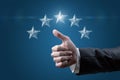 Hand with thumb up and stars rating icon