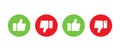 Hand Thumb up and thumb down, vector icons set. Ok, no, like, dislike concept in ÃÂircle