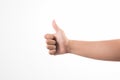 Hand thumb up on white background Royalty Free Stock Photo