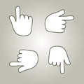 Hand thumb vector icon. Pointing fingers in different directions