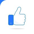 Hand thumbs up line color icon. Vector illustration