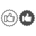 Hand with thumbs up line and glyph icon. Like vector illustration isolated on white. Good outline style design, designed Royalty Free Stock Photo