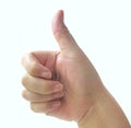 Hand Thump Up Sign on White Background Royalty Free Stock Photo