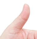 Hand Thump Up Sign on White Background Royalty Free Stock Photo