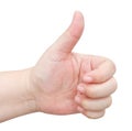 Hand Thump Up Sign on White Background Royalty Free Stock Photo