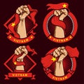 Fist hands with vietnam national flag illustration