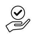 Hand giving tick icon Royalty Free Stock Photo