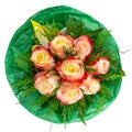 Hand tied rose bouquet with green tissue paper