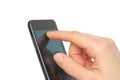 Hand toching smart phone Royalty Free Stock Photo