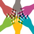 Hand together. Hands of teamwork. Group of people in team. Concept of community and success. Connect of hands for support and Royalty Free Stock Photo