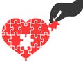 Hand took heart jigsaw puzzle piece