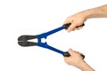 Hand with tool bolt cutters