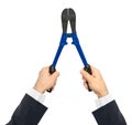 Hand with tool bolt cutters