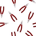 Hand tool plier vector background. Simple seamless pattern.