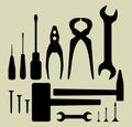 Hand tool silhouette set