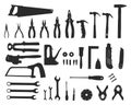 Hand tool silhouettes, Tools silhouette, Construction tools silhouette